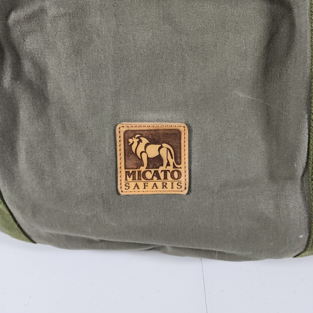 Micato Safaris Green Large Duffle Bag Canvas Olive Green Lion Logo - Picture 8 of 13